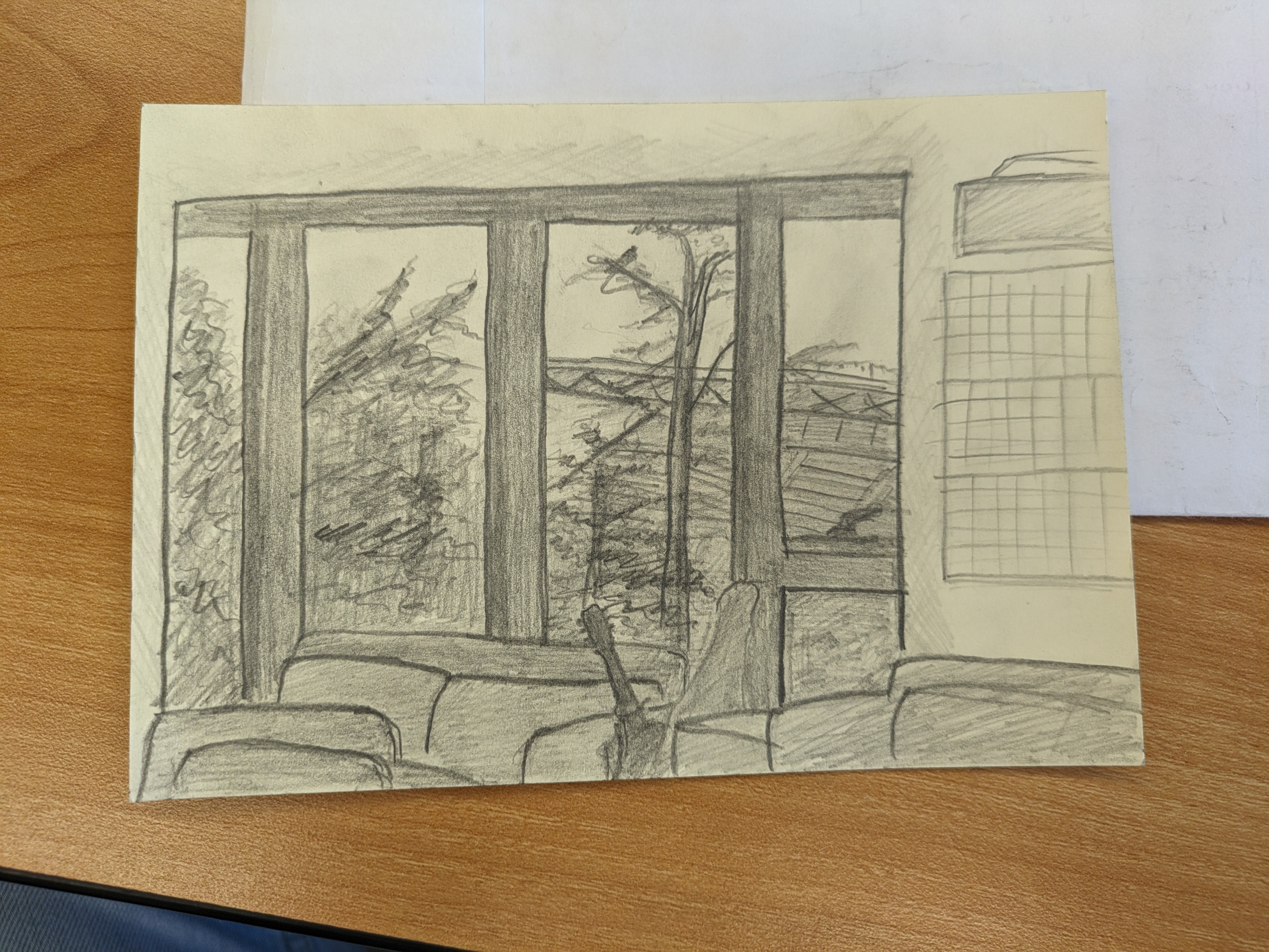 Sketch of the view from the PLSE lab facing southeast